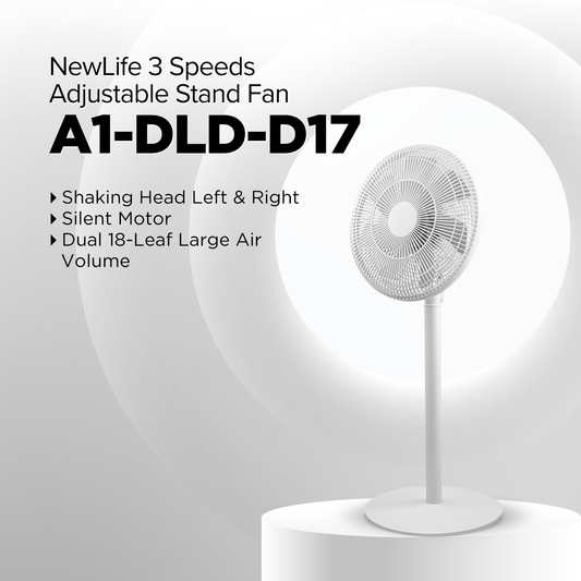 NewLife DLD-D17 Electric Stand Fan Powerful Airflow,Three-Speed,Natural Wind,Silent Stand Fan