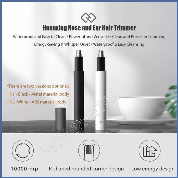 Huanxing Nose Hair Trimmer HN3 10000 RPM Battery-Operated Waterproof Painless Precision Tool Mini Electric Trimm