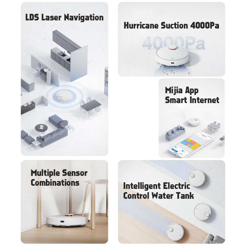 2024Version XIAOMI MIJIA Robot Vacuum Cleaner Mop 3C Mi Sweeping Mopping for Home Carpet Dust Cleaning with Smart Planne