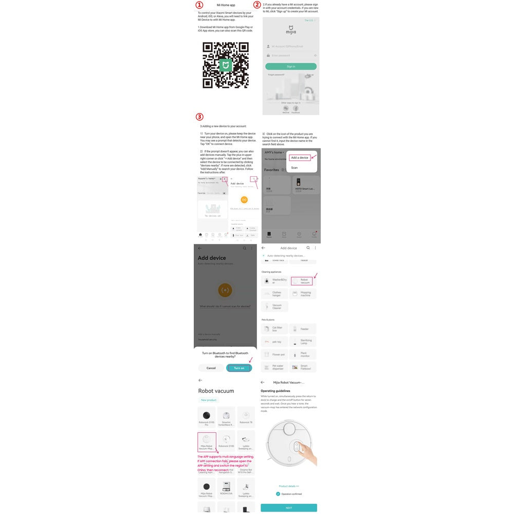 2024Version XIAOMI MIJIA Robot Vacuum Cleaner Mop 3C Mi Sweeping Mopping for Home Carpet Dust Cleaning with Smart Planne