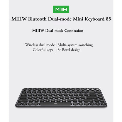 Youpin MIIIW Mini Bluetooth Dual Mode Keyboard 85 Keys 2.4GHz Multi System Wireless Keyboard For Computer Laptop Tablet