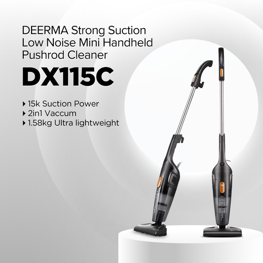 Deerma Vacuum cleaner DX115C Strong Suction Low NoiseMini Handheld Pushrod Cleaner