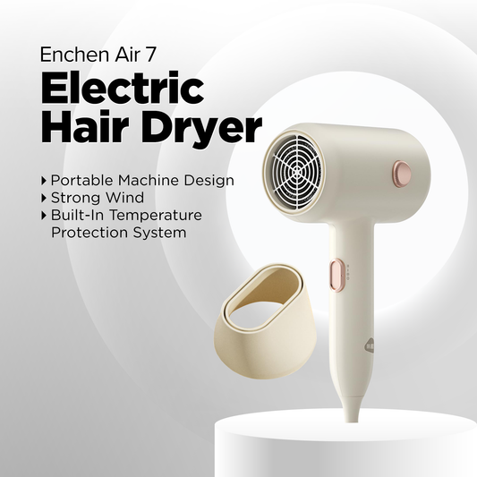 Enchen Hair Dryer Air 7 Beige  1800W one key switch hot and cold, Wind Speed Hair Car