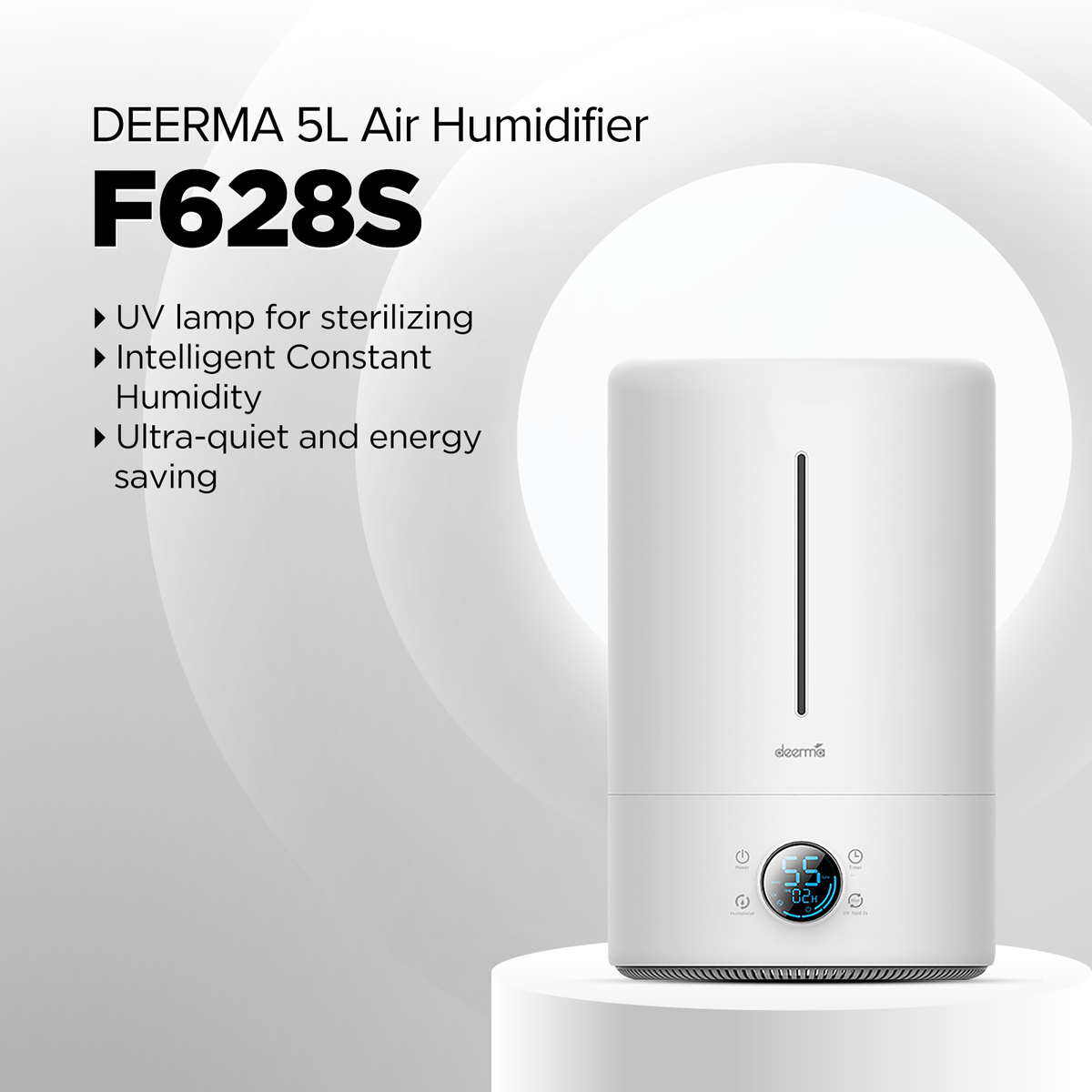 Deerma F628S 5L Air Humidifier Quiet Operation, Silent Ultrasonic, ABS Quality , LED Screen