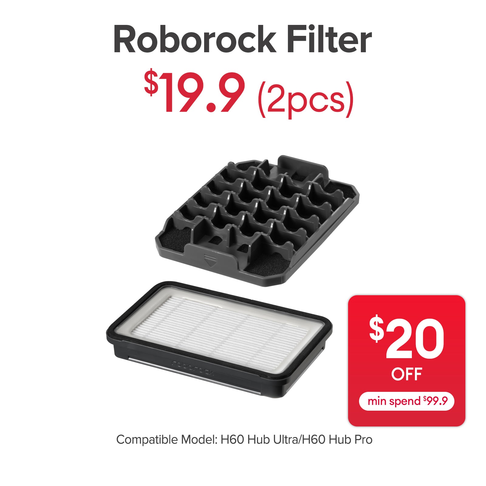 Filter for Roborock H60 Hub Pro/ Hub Ultra
