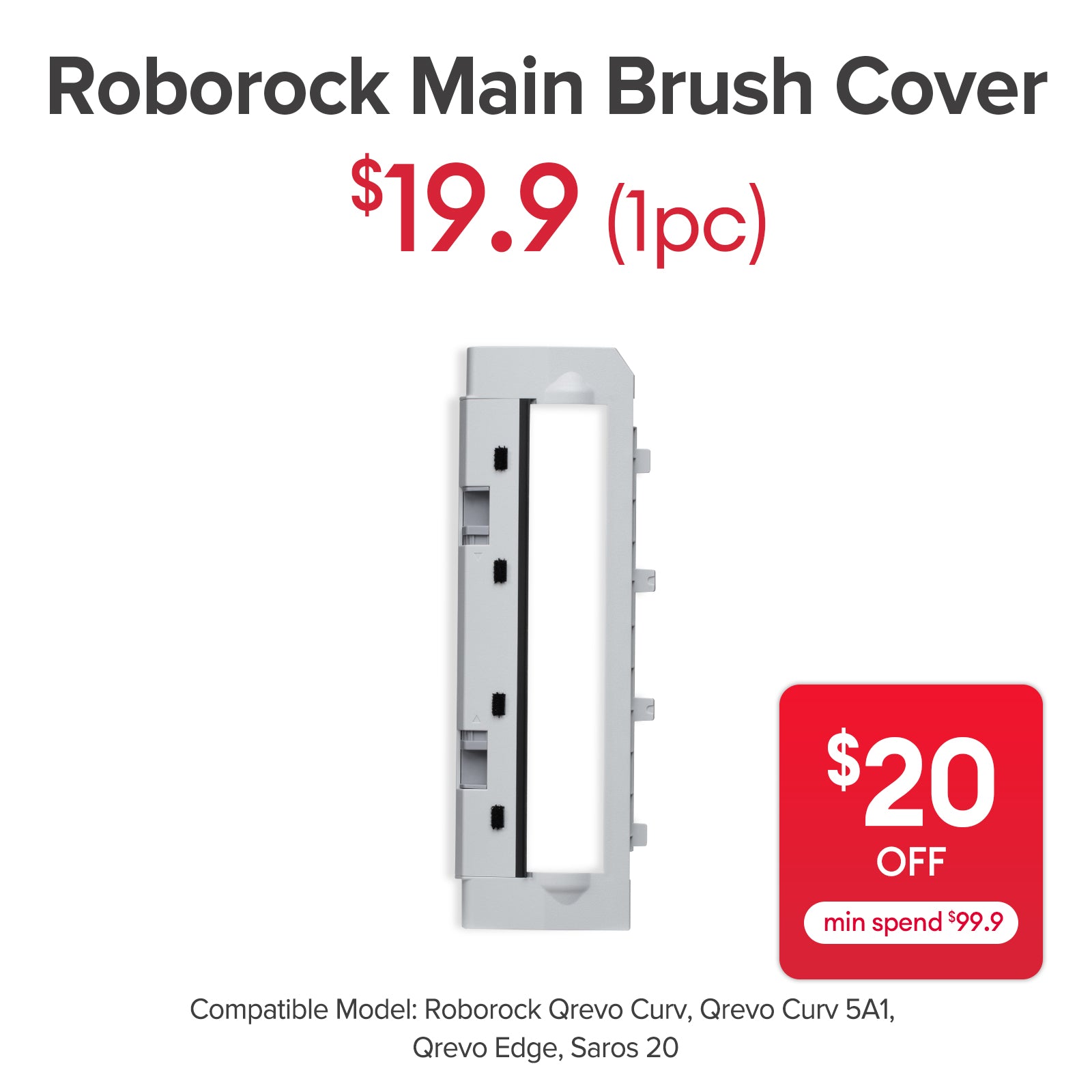 Main Brush Cover for Roborock Qrevo Curv Series, Qrevo Edge, Saros 20, Saros 20 R&D