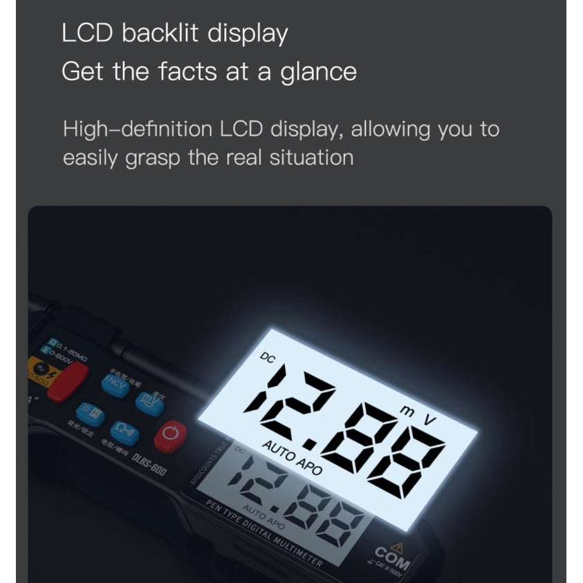 DUKA LCD Digital Multimeter Pen Esr Meter Testers Automotive Sound Light Alarm Detection Tester Meter High Precision