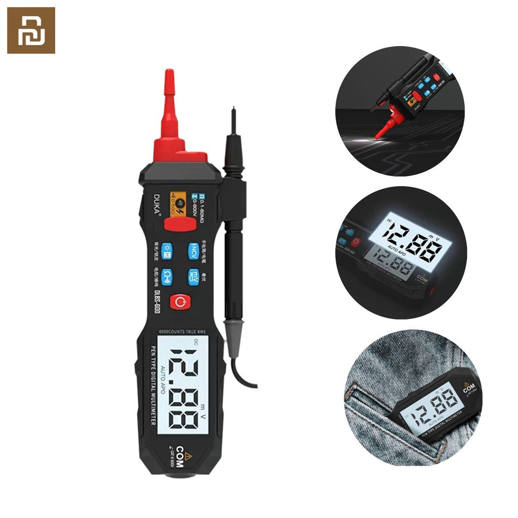 DUKA LCD Digital Multimeter Pen Esr Meter Testers Automotive Sound Light Alarm Detection Tester Meter High Precision