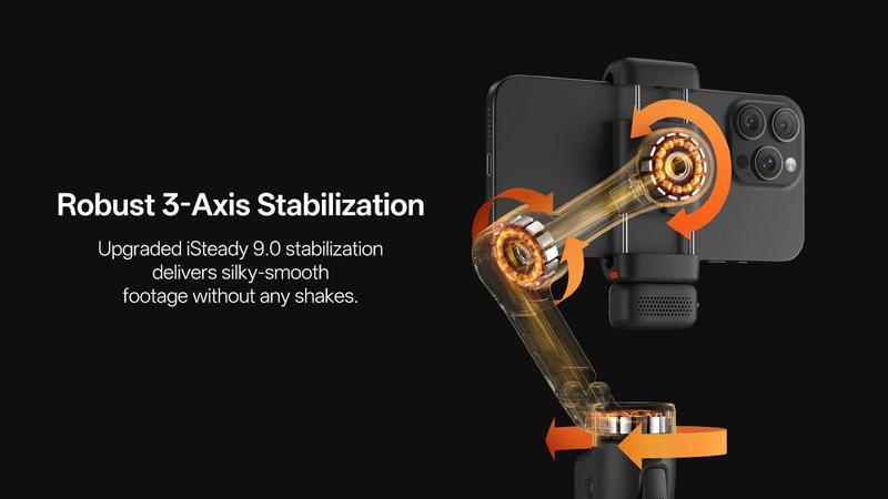 Hohem iSteady V3 Ultra 3-Axis Palm Smartphone Gimbal AI Visual Tracking w/ Selfie Stick