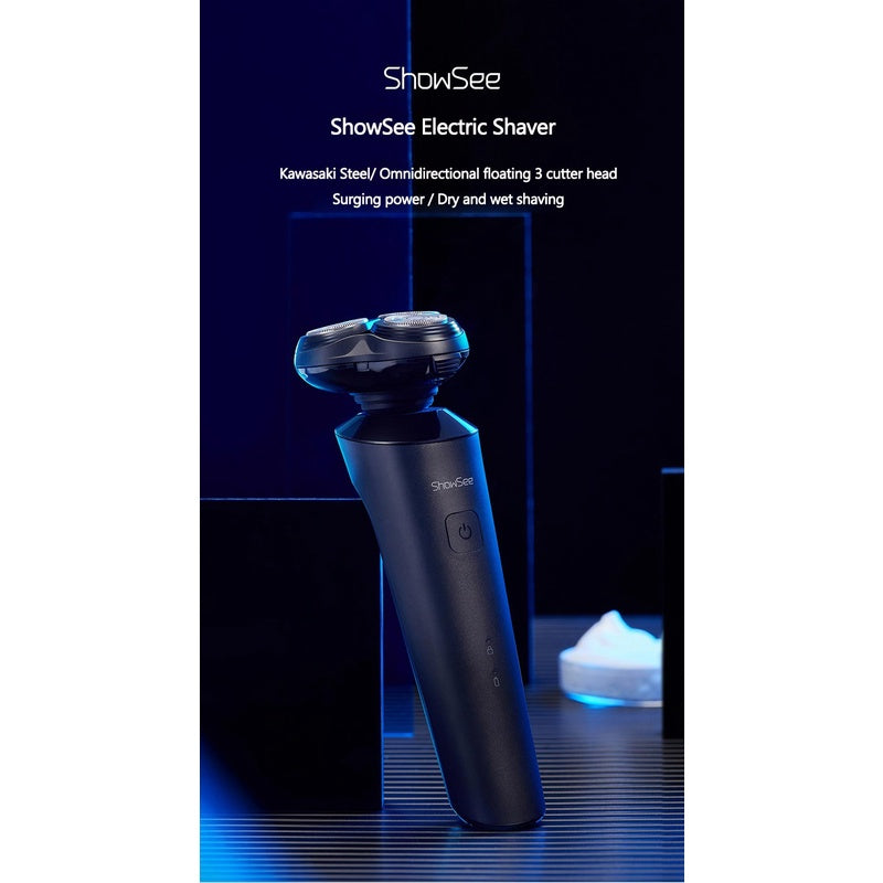 Showsee F303-BK Electric Shaver Men Dry Wet Shaver Floating Blade Razor IPX7 Waterproof Type-C Charging Beard Shaving