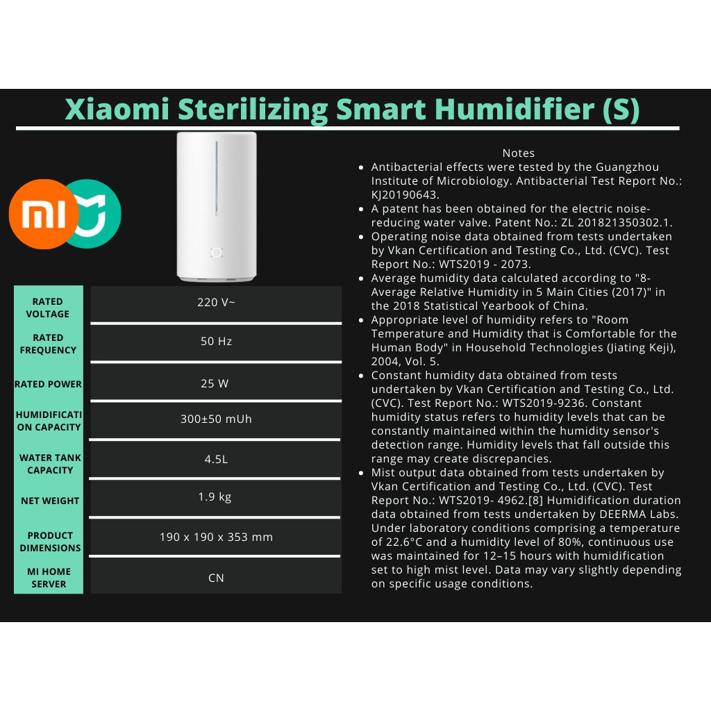 Xiaomi Humidifier Gen 2 - Smart UVC, Silver Ion, Air Purifier, Diffuser Mist