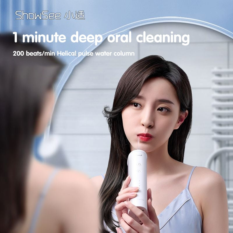 Showsee Portable Oral Irrigator Water Flosser USB Rechargeable 180ml Water Tank Waterproof Teeth Oral Flusher Tooth