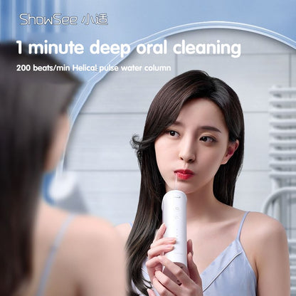 Showsee Portable Oral Irrigator Water Flosser USB Rechargeable 180ml Water Tank Waterproof Teeth Oral Flusher Tooth