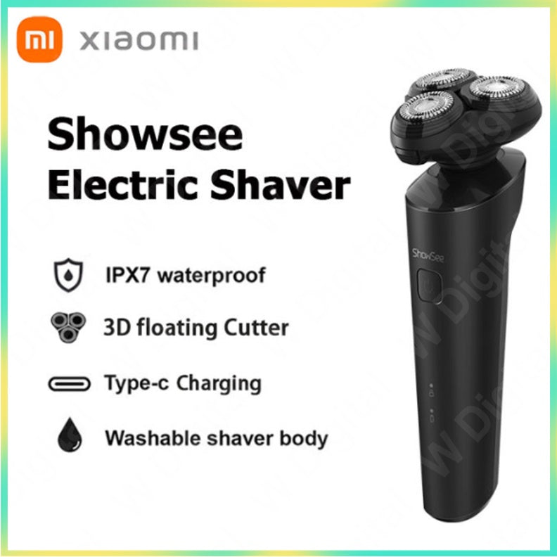 Showsee F303-BK Electric Shaver Men Dry Wet Shaver Floating Blade Razor IPX7 Waterproof Type-C Charging Beard Shaving