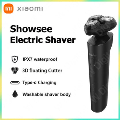 Showsee F303-BK Electric Shaver Men Dry Wet Shaver Floating Blade Razor IPX7 Waterproof Type-C Charging Beard Shaving