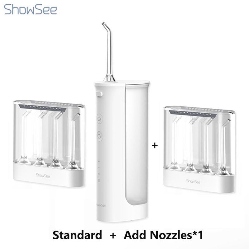 Showsee Portable Oral Irrigator Water Flosser USB Rechargeable 180ml Water Tank Waterproof Teeth Oral Flusher Tooth