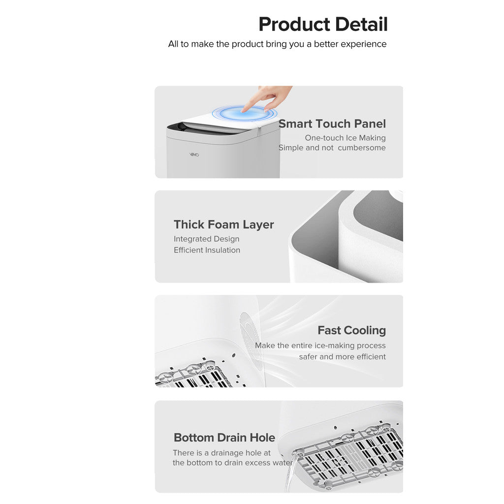 Vino Ice maker Electric bullet cylindrical Ice machine Automatic Household mini ice making Machine For Milk Tea Shop