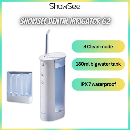 Showsee Portable Oral Irrigator Water Flosser USB Rechargeable 180ml Water Tank Waterproof Teeth Oral Flusher Tooth
