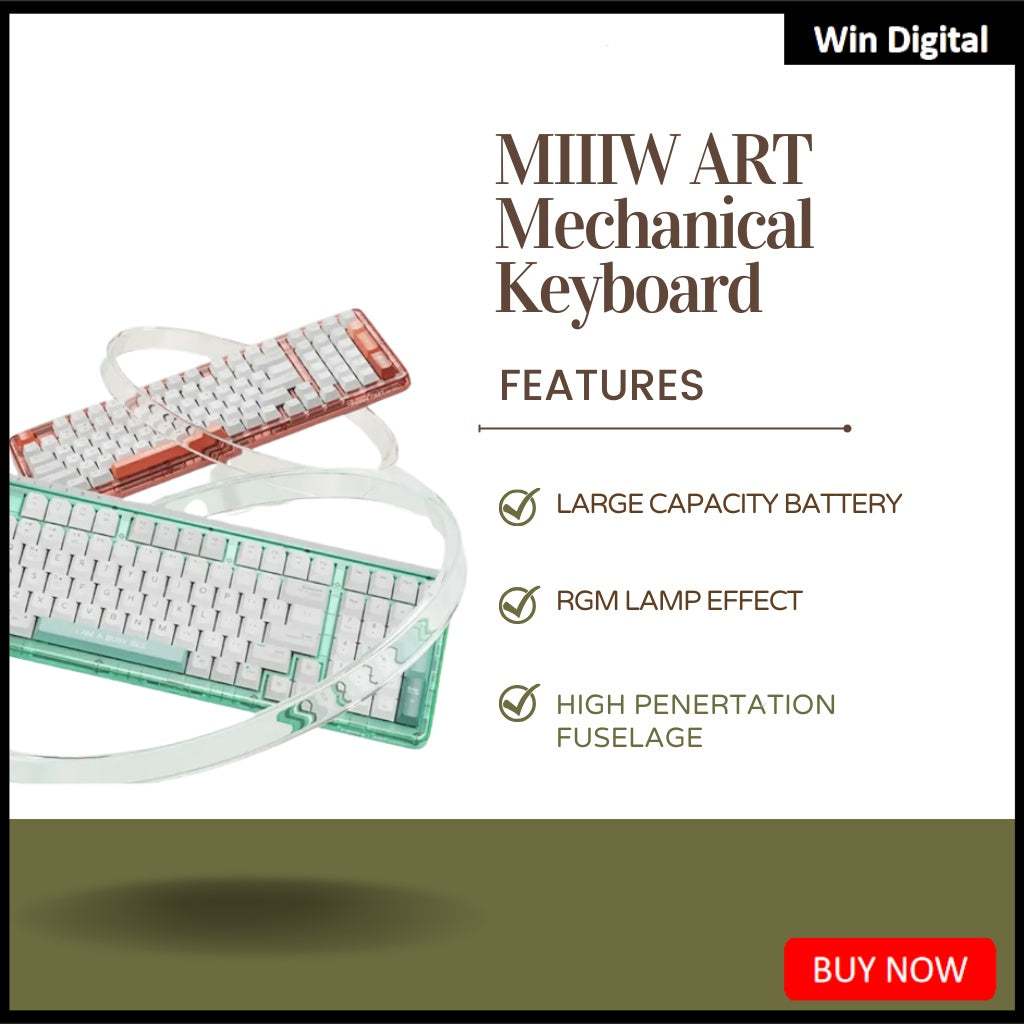 Miiiw Mechanical Keyboard Z980 Gaming Office Keyboard Three-mode Connection With RGB Lamp Effect 2.4G Bluetooth Wireless