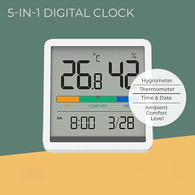 Original Miiiw Mute Temperature Humidity Clock Home Indoor High-precision Baby Room Temperature Monitor Huge LCD Screen