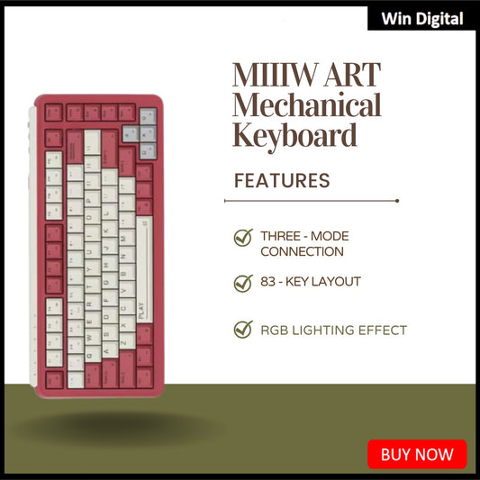 MIIIW ART Z830 Mechanical Keyboard 3-mode 83-keyS G Yellow PRO Axis Full-key Hot Swap BT 3.0 | BLE 5.0 Office Games