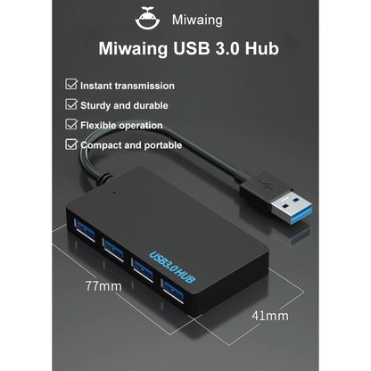 MIWAING USB 3.0 Splitter 4 USB 3.0 High-speed Transmission Durability Expand PC USB Slot USB Drivers Connect