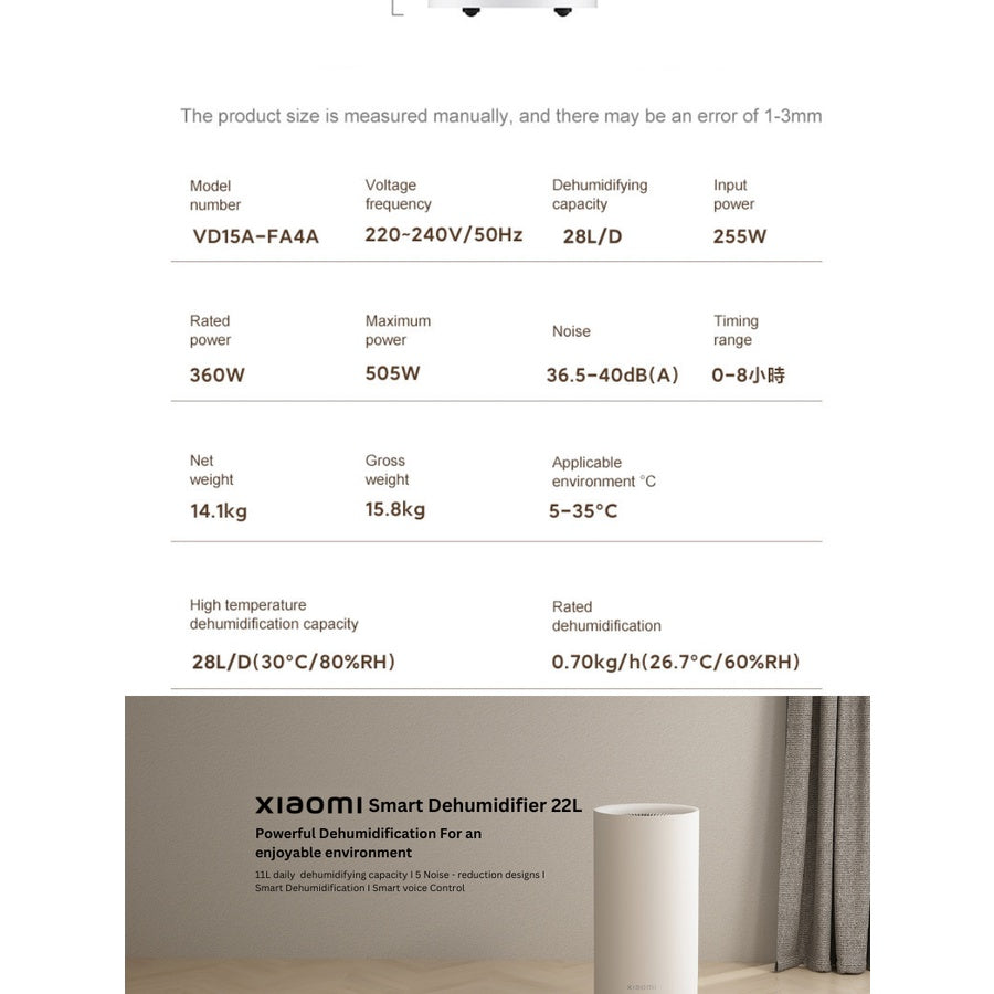 VINO Smart Dehumidifier 28L/D White GL  for home, family, office