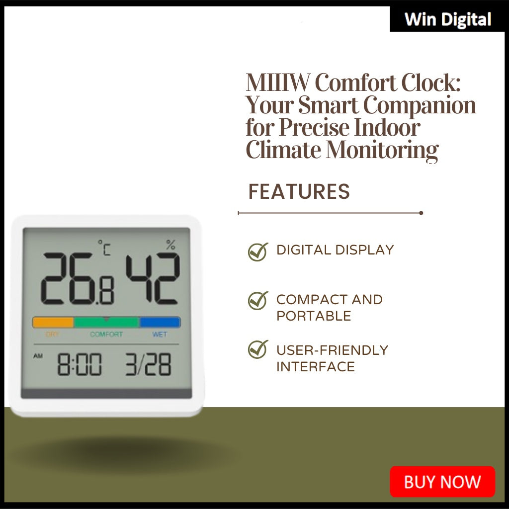 MIIIW Mute Temperature Humidity Clock Digital Hygrometer Alarm Clock Indoor Thermometer Humidity