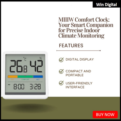 MIIIW Mute Temperature Humidity Clock Digital Hygrometer Alarm Clock Indoor Thermometer Humidity