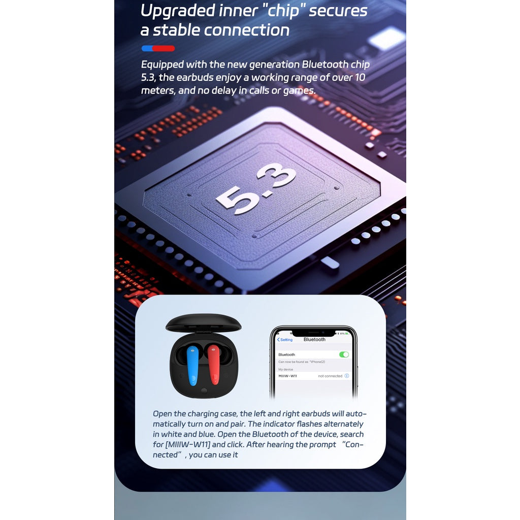 Youpin MIIW Music Cube Wireless Headphones IPX4 Waterproof Bluetooth 5.3 ANC Active Noise Canceling Sports Gaming