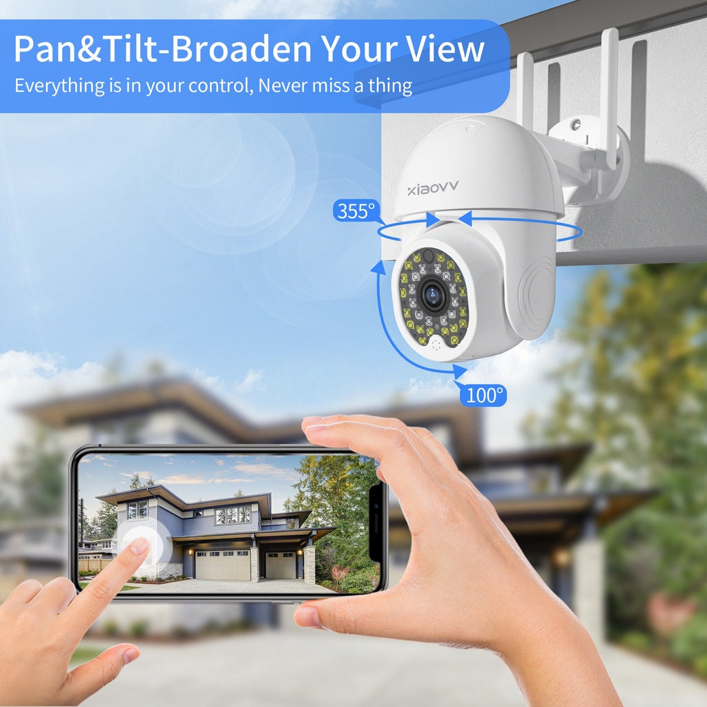 New XIAOVV Outdoor Security Cam P12 1296P FHD IPX66 Waterproof Night Vision Motion Detection PTZ Monitoring