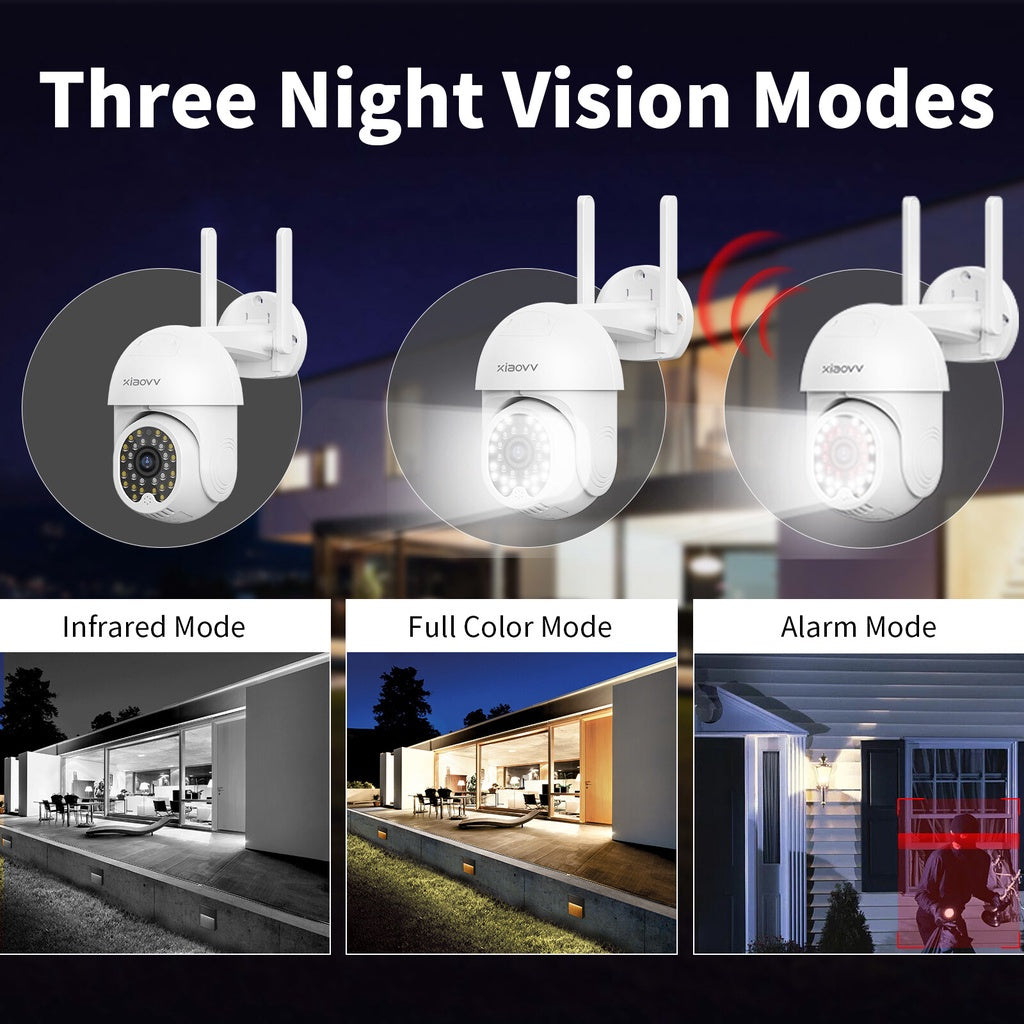New XIAOVV Outdoor Security Cam P12 1296P FHD IPX66 Waterproof Night Vision Motion Detection PTZ Monitoring