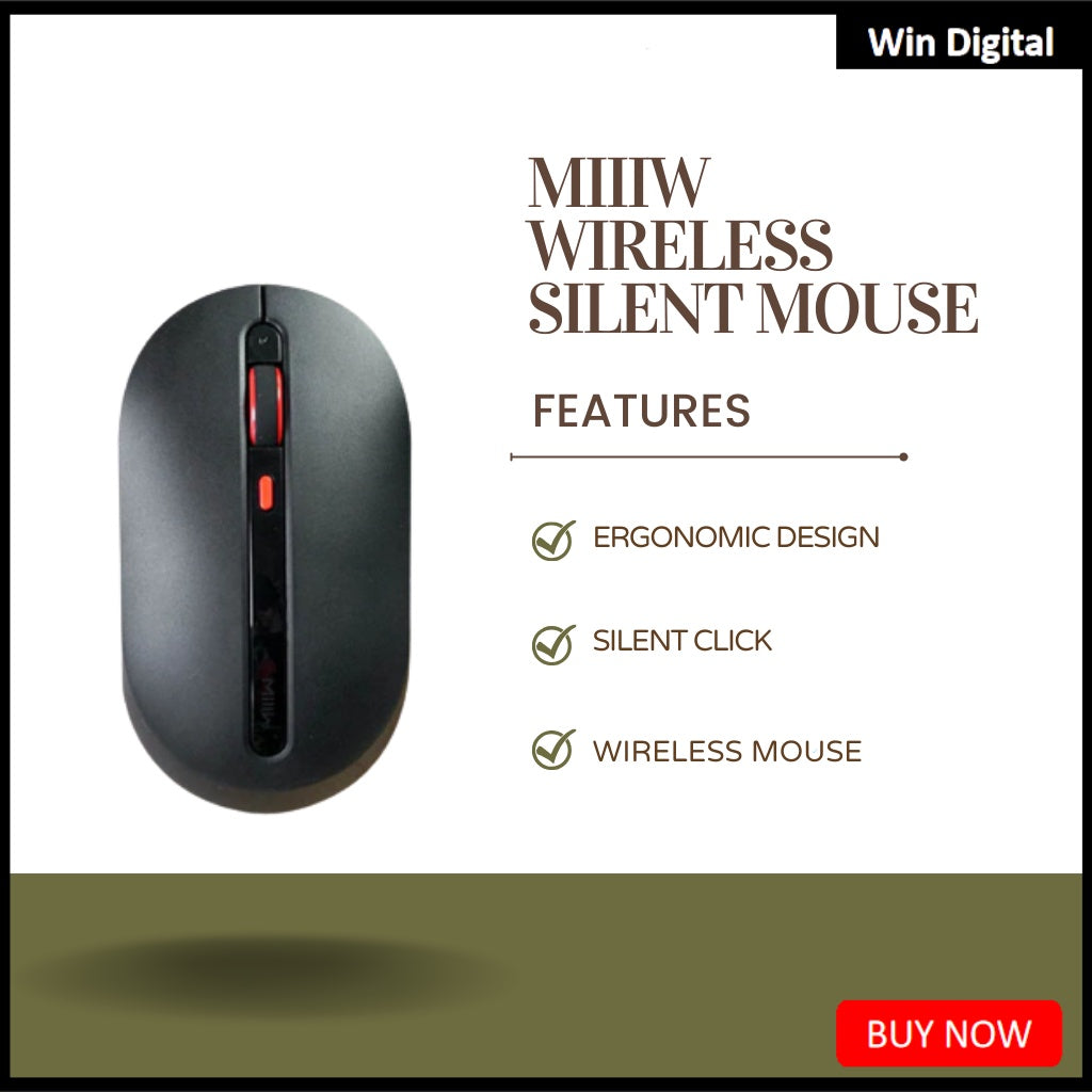 MIIIW M01 Wireless Silent Mouse 2.4G Wireless Computer Mice 3 Adjustable DPI Level (800/1200/1600) Silent Click