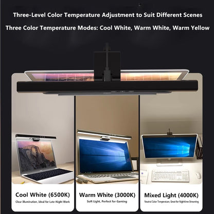 MIWAING Monitor Screen Hanging LED Light Adjustable Infinitely Dimmable No-flicker Blue-light Protection Hanging Light