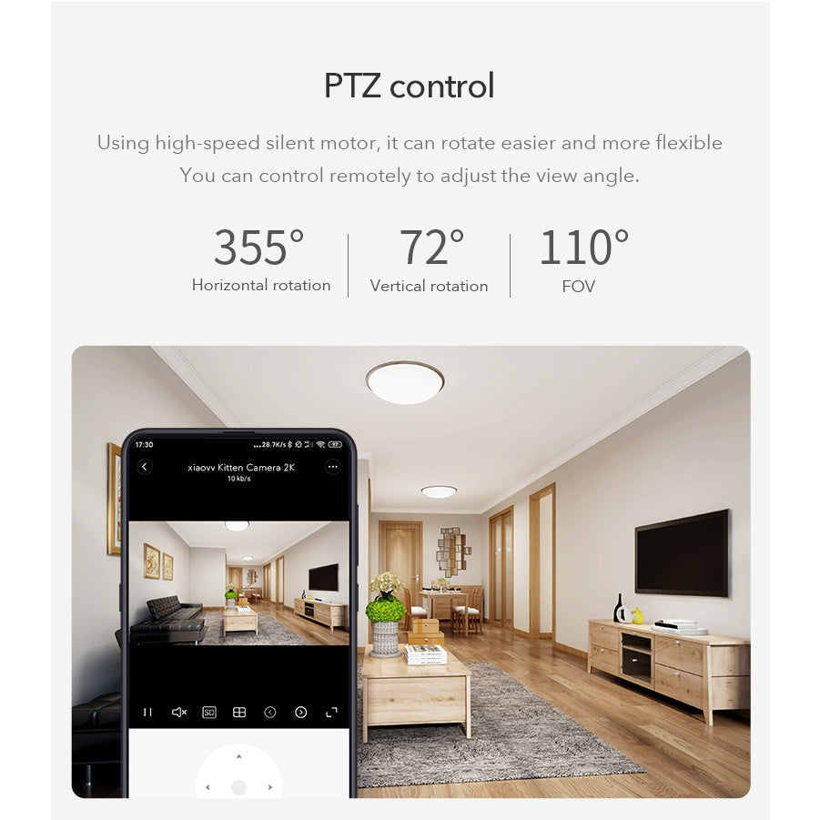 New Xiaovv Q2 Smart PTZ IP Camera CCTV Wireless 1296P Clear Image Night Vision  Motion Detection Home Security Camera