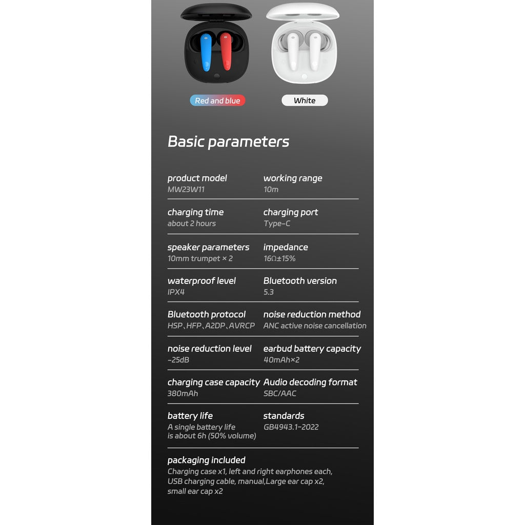 Youpin MIIW Music Cube Wireless Headphones IPX4 Waterproof Bluetooth 5.3 ANC Active Noise Canceling Sports Gaming