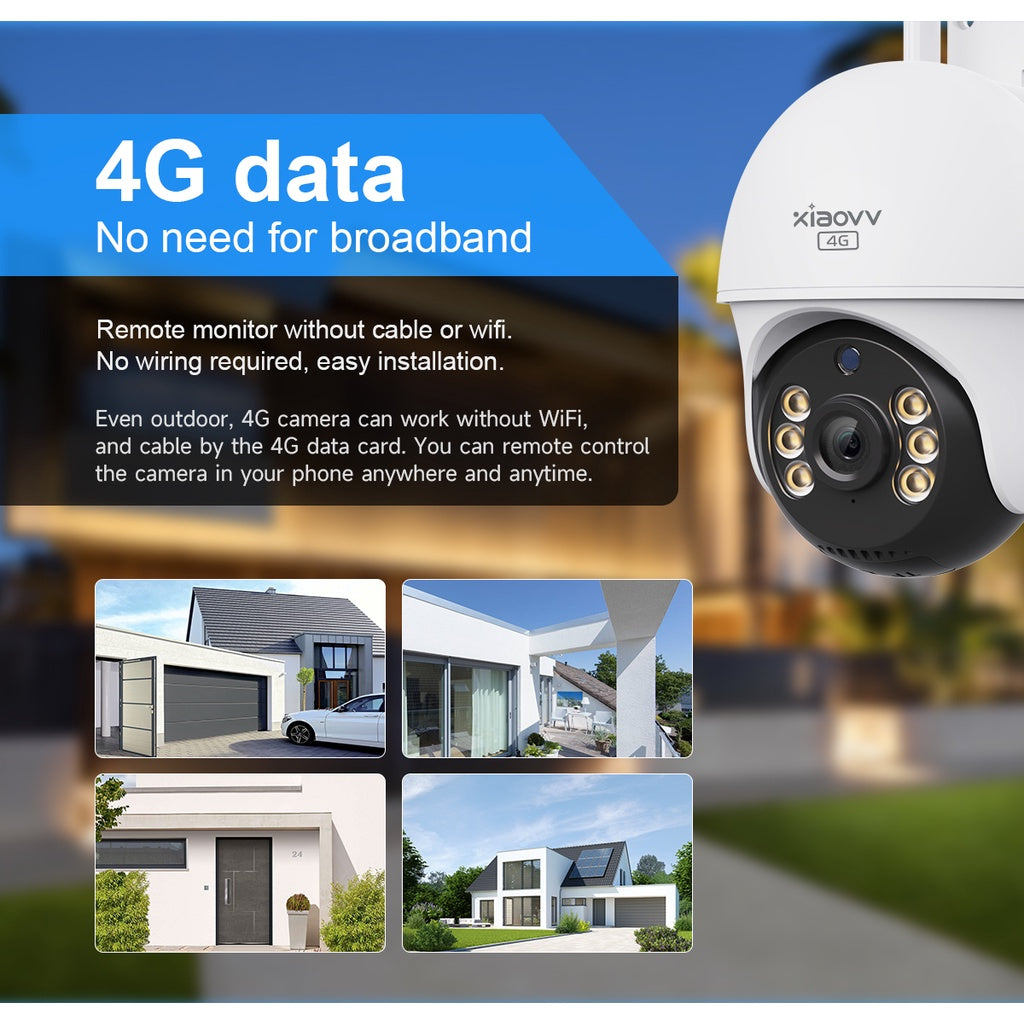 Xiaovv PTZ 4G Camera Outdoor CCTV 2K Camera Human Detection IP65 Waterproof 2-way Intercom 4G CCTV 2K Camera Home Camera