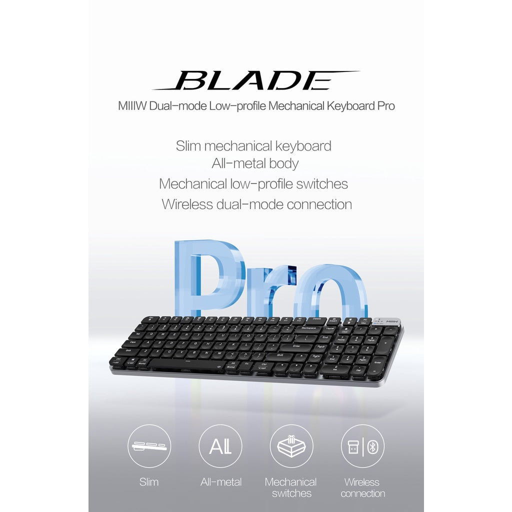 MIIIW K10 Mechanical Keyboard PRO Dual Mode & Low-profile Bluetooth 2.4G Gaming Office Keyboard Slim Design