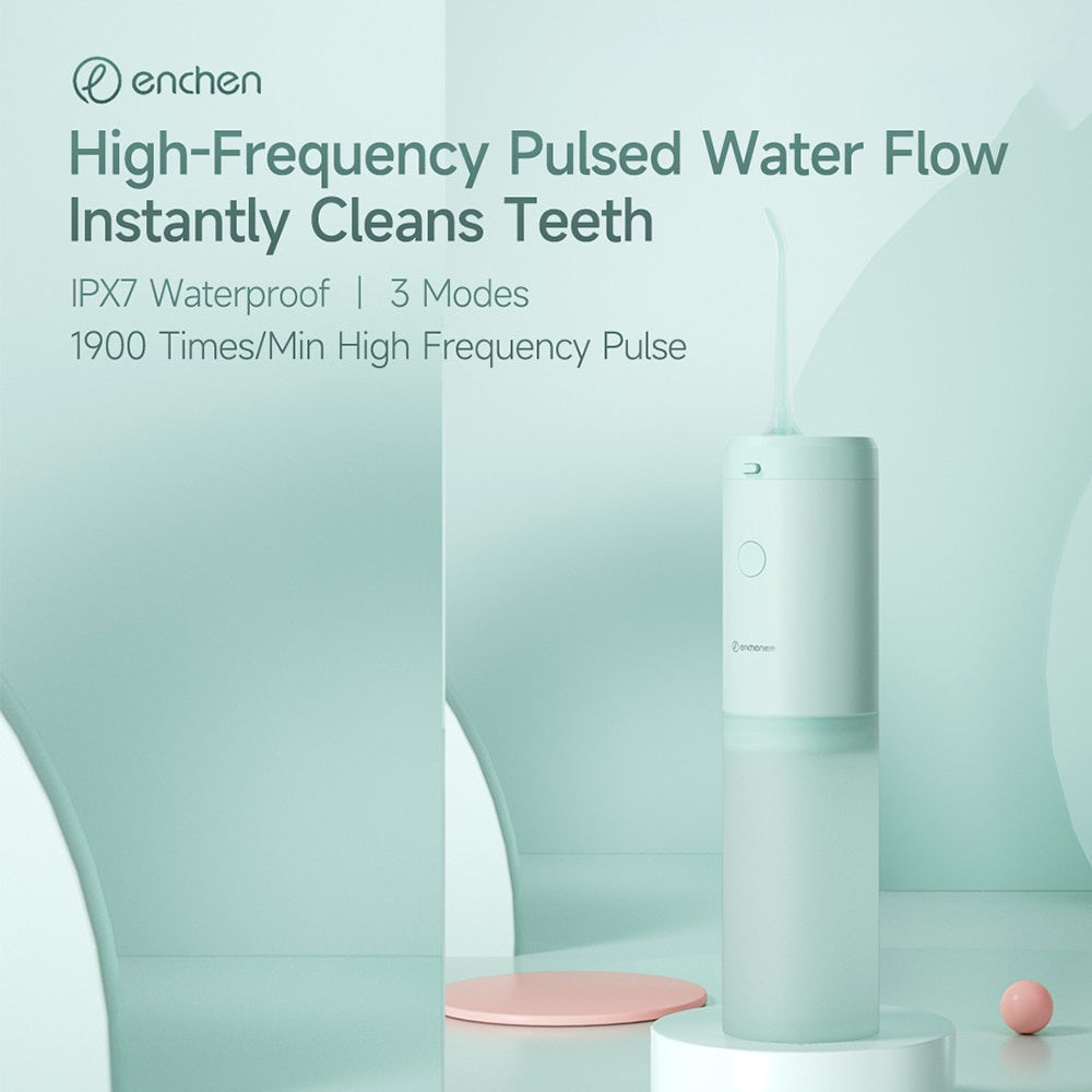 Enchen Mint 3 Dental Flosser Oral Irrigator IPX7 Waterproof High Frequency Pulse 3 Speed Cleaning Mode