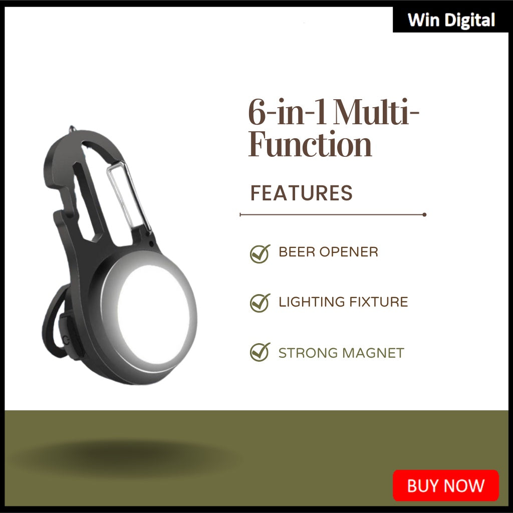 MIWAING 6 in 1 Multifunctional Portable Flashlight Aluminum-alloy Frame Rotatable High-Brightness Bottle Opener Multiple
