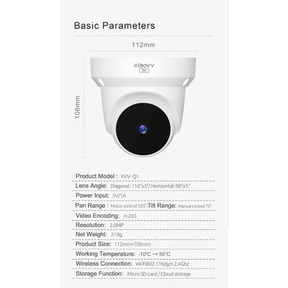 Xiaovv Smart PTZ Dome Camera Q1 1080P HD IP Camera Wifi Night Vision Home Smart Security Dome Video Surveillance