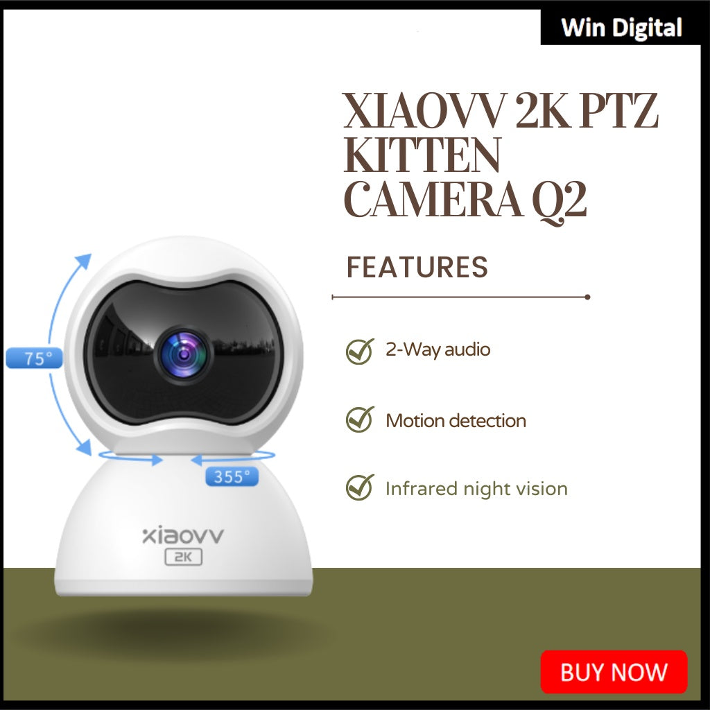 Xiaovv Q2 PTZ 2K Home Security CCTV IP Camera App Connectivity Motion 2 Local Years Warranty