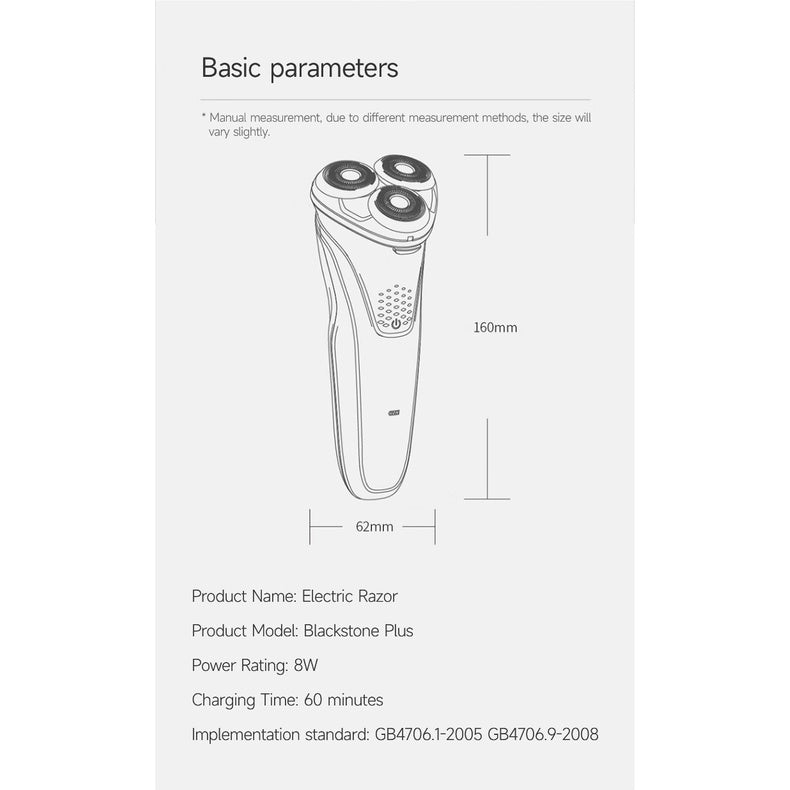 Blackstone Plus ENCHEN Electric Shaver IPX7 Waterproof Beard Trimmer Dry Wet Dual Use 8W Strong Power 3D Independent