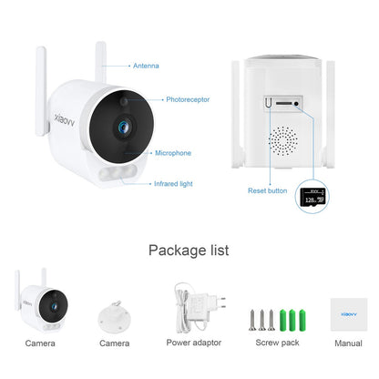 Xiaovv B10 Cctv Outdoor Wireless Ip Camera IP65 Waterproof Camera Hd Camera 1296P 150 ° Wide Angle and Wide-Wifi