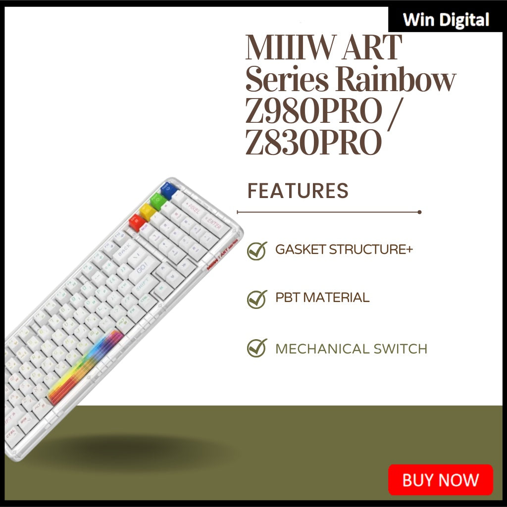 MIIIW ART Z980PRO | Z830PRO Rainbow Pixel Mechanical Keyboard Bluetooth Gasket Structrue+ 3.0/5.0 2.4G Wireless RGB