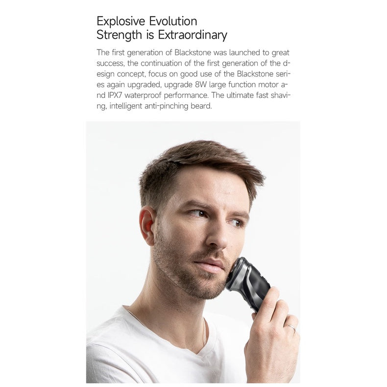 Blackstone Plus ENCHEN Electric Shaver IPX7 Waterproof Beard Trimmer Dry Wet Dual Use 8W Strong Power 3D Independent