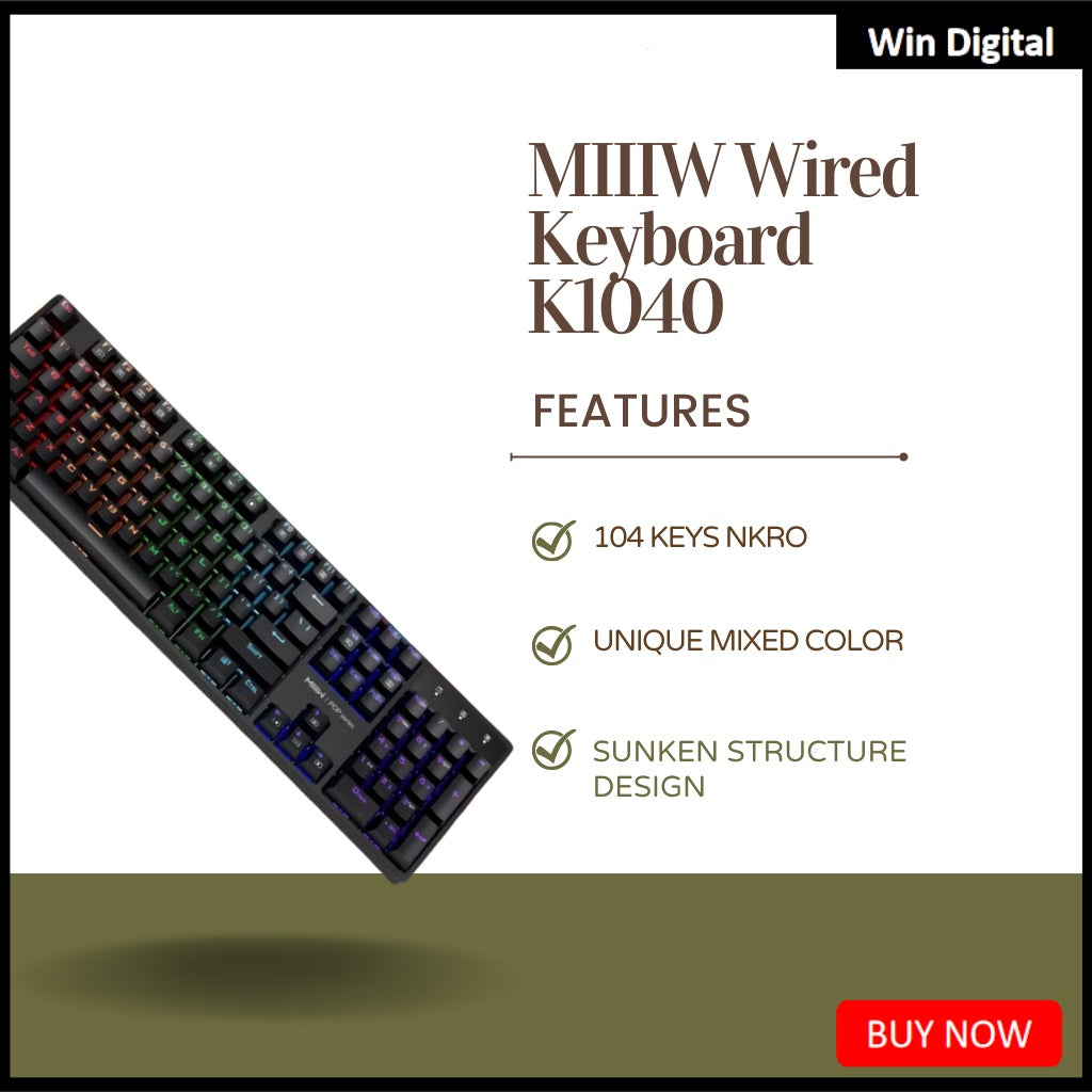 MiiiW Pop Series K1040 104-Key Wired Mechanical Keyboard With 9 Color Light Effect Mixed Color Tea Shaft | Red Shaft