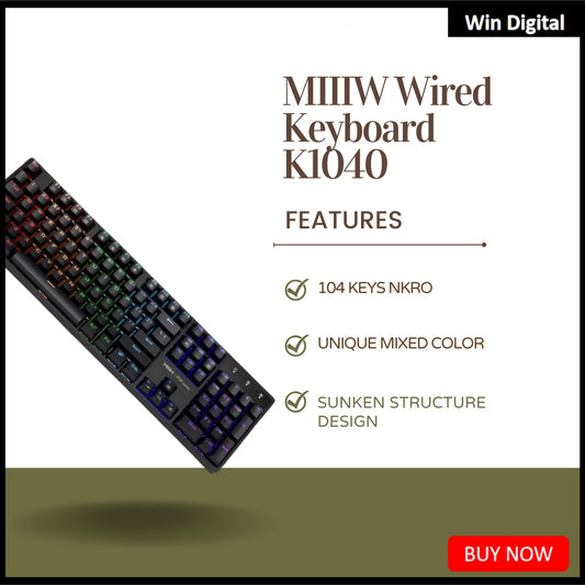 MiiiW Pop Series K1040 104-Key Wired Mechanical Keyboard With 9 Color Light Effect Mixed Color Tea Shaft | Red Shaft