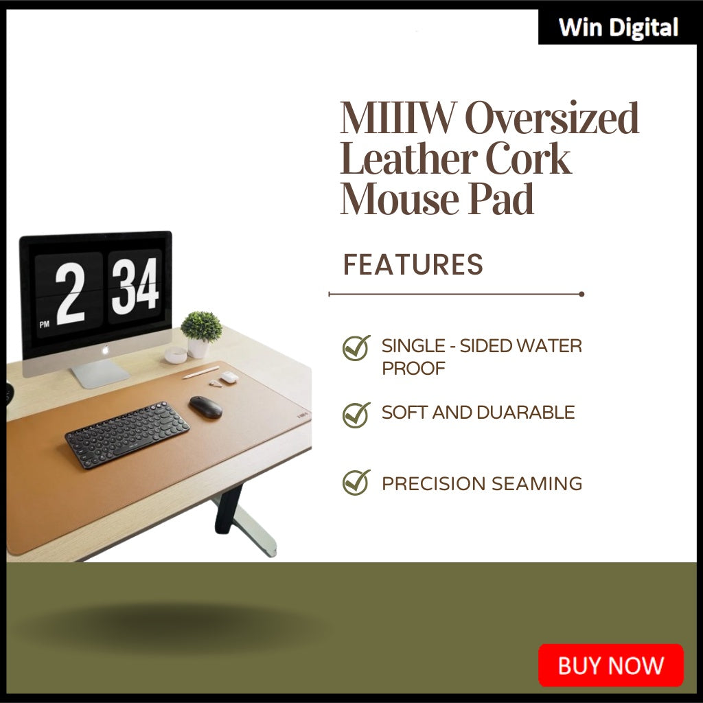 MIIIW OverSized Leather Cork Mouse Pad Waterproof  Large Desk Mouse Pad 900*400mm Office Mouse Pad Home