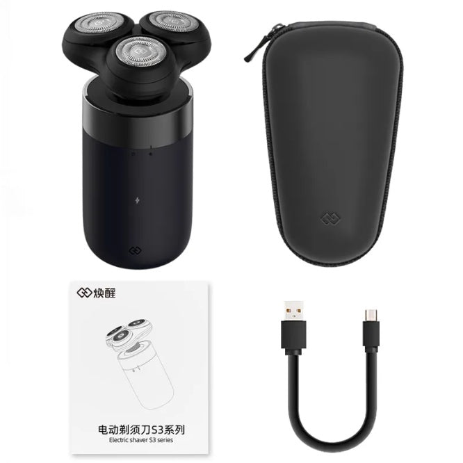 Huanxing S3 Electric Shaver 3 head magnetic levitation C Type Rechargeable Razor Washable Blade Wet Dry Man Shaver Beard